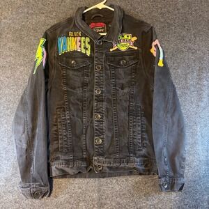 Stall & Dean 8th District Black Yankees NLBM Distressed Denim Jacket Mens L